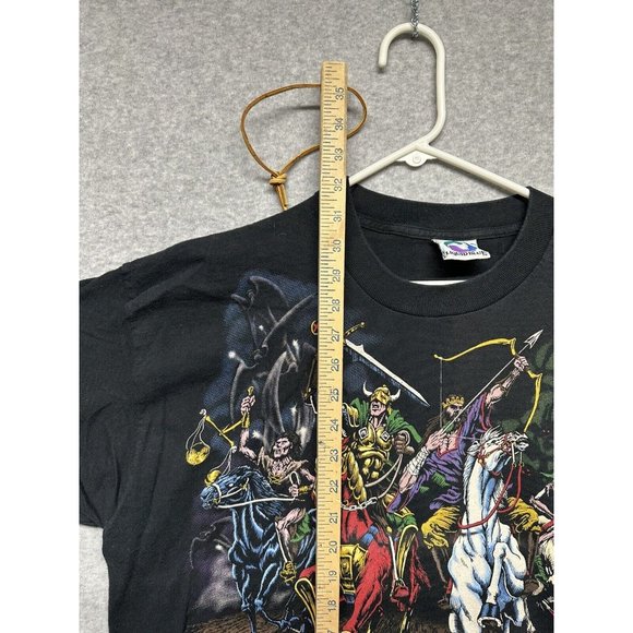 Vintage  1994 Liquid Blue 4 Horseman Shirt Reaper Skeleton AOP Gladiator King XL - Picture 4 of 10
